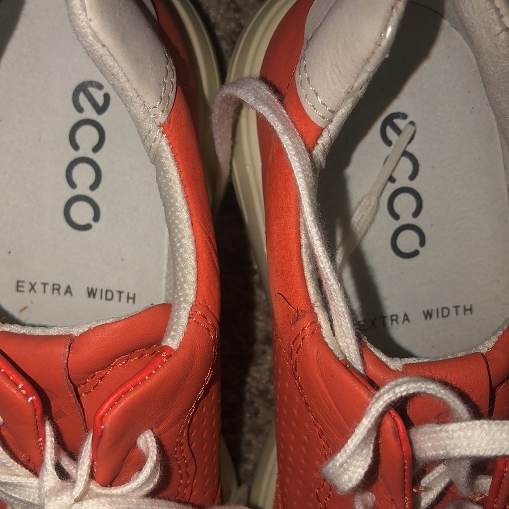 NWOT Ecco Orange Leather Soft 7 Lace Up Sneaker - Picture 13 of 13